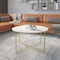Flash Furniture Hampstead Collection Coffee Table - Modern White Marble Finish Accent Table with Crisscross Brushed Gold Frame NAN-JH-1787CT-MRBL-GG - alternate 1